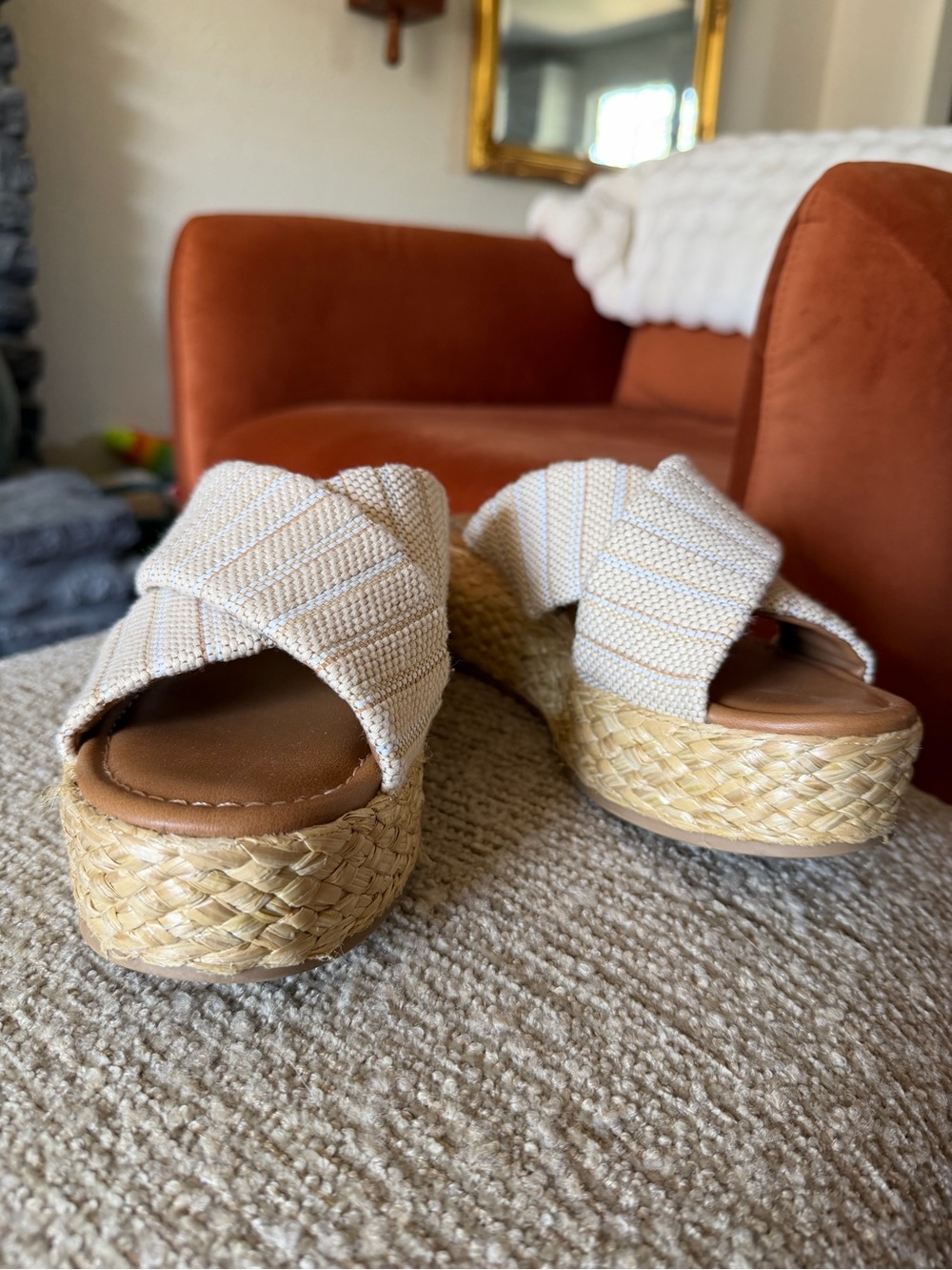 Universal Thread Cream Woven Platform Sandals